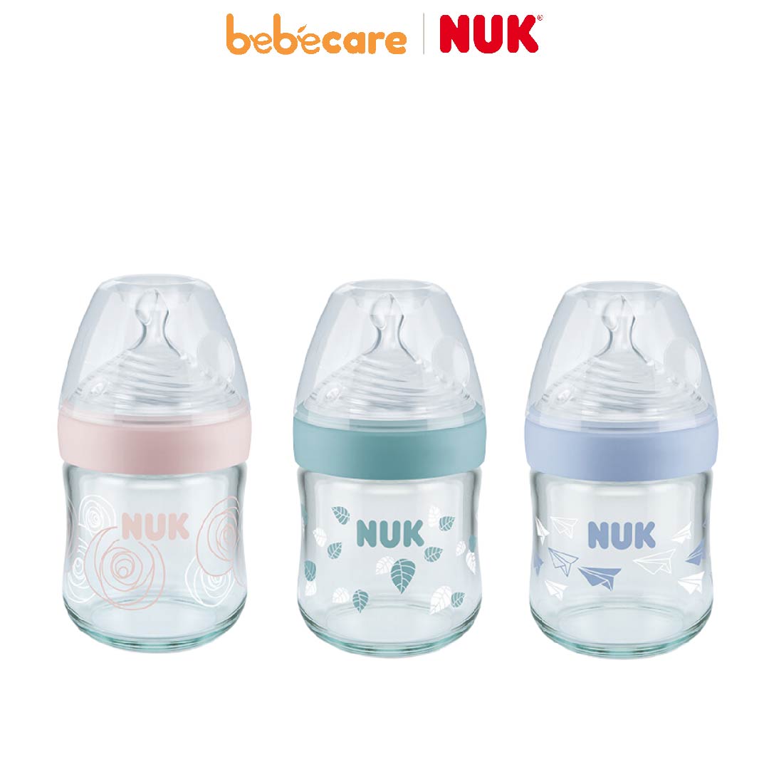 NUK 2 (1080)-Bình Sữa NUK Thuỷ Tinh 120ml Nature Sense Núm Silicone S1 - M (Từ 0 - 6 Tháng Tuổi)